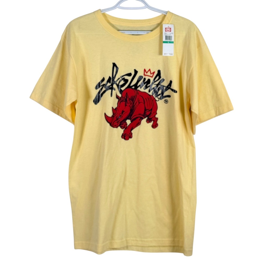 NEW Ecko Unltd Graphic T Shirt Tee Mens L Yellow Short Sleeve Rhino Cotton